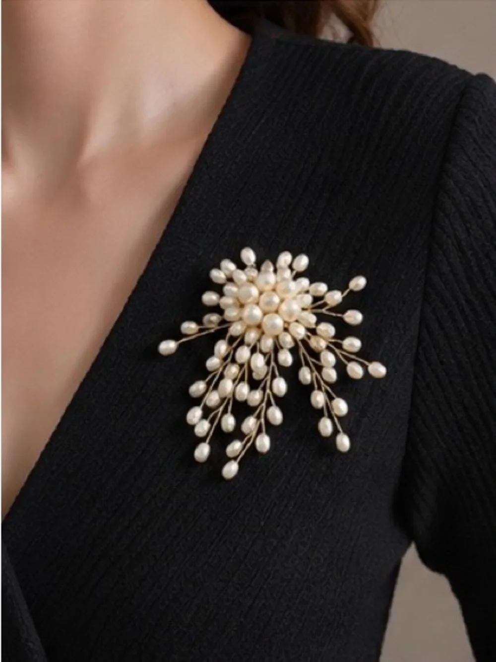 Handmade Pearl Starburst Artisan Brooch